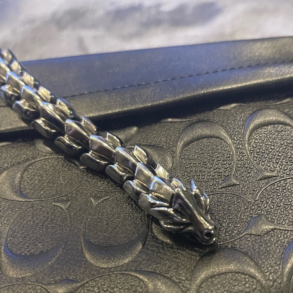 Stainless Steel Silver Dragon Bracelet 🐉
